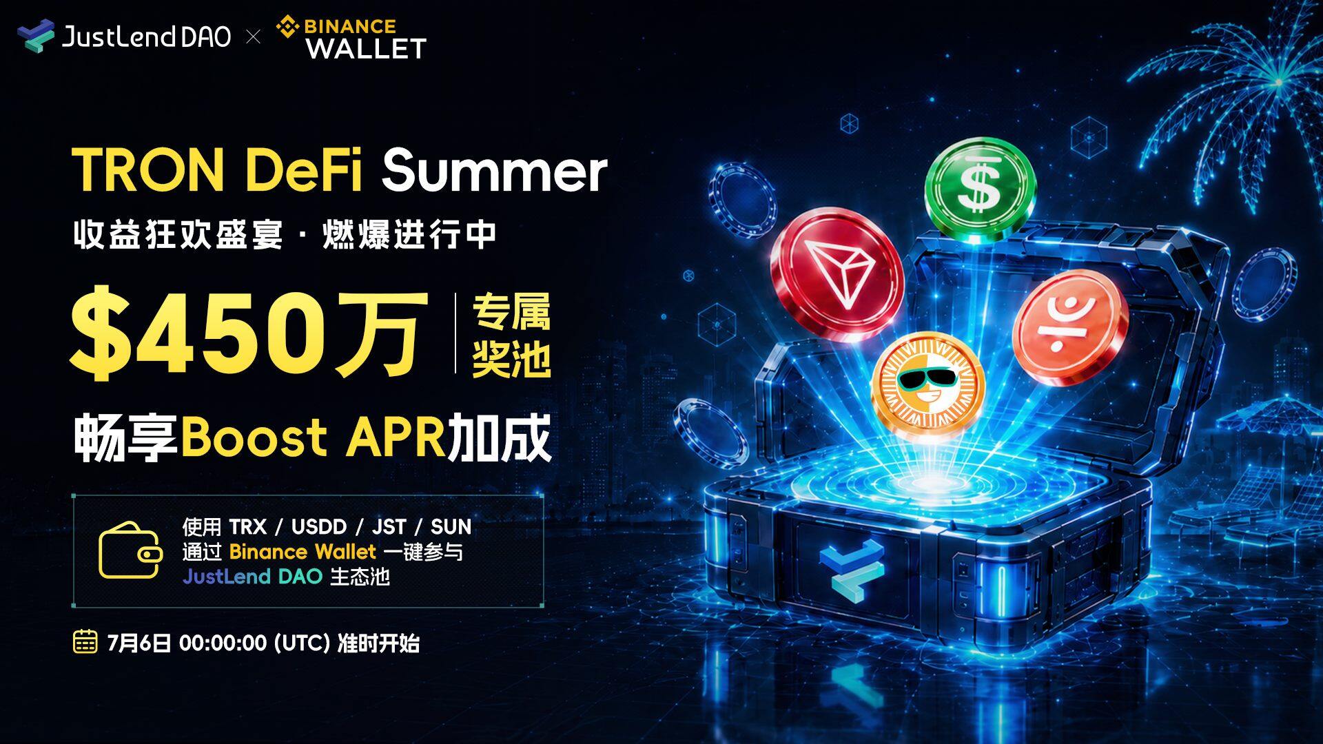 TRON Eco 携手 Binance Wallet 开启 DeFi Summer 嘉年华，总奖池 450 万美元