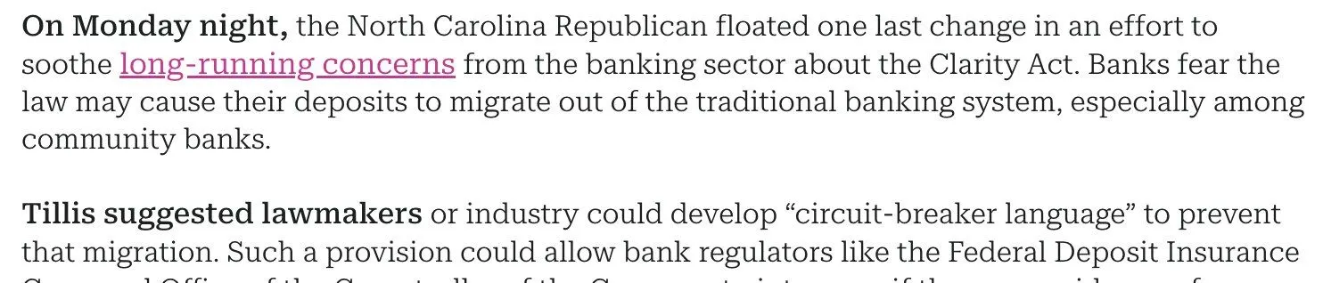 《CLARITY Act》伦理与稳定币条款博弈升温：卢米斯强调立法中立性与长期适用性