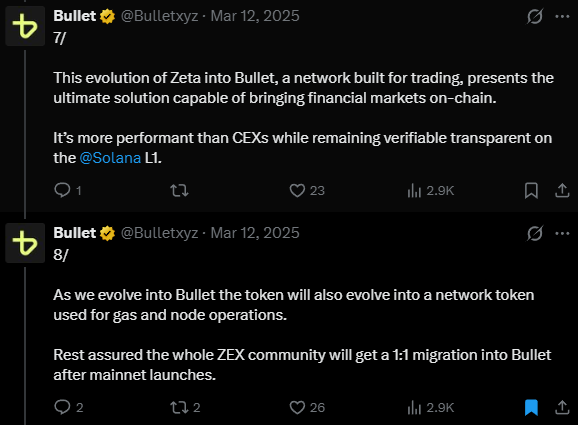 web3: Zeta终止ZEX迁移安排，BULLET不再1:1承接