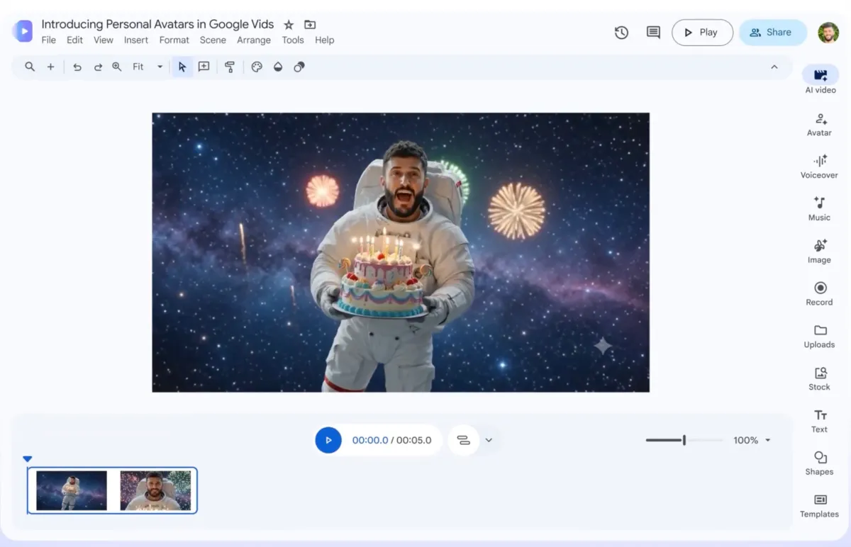 Google Vids 全面升级：个人数字人上线，Gemini Omni 深度集成