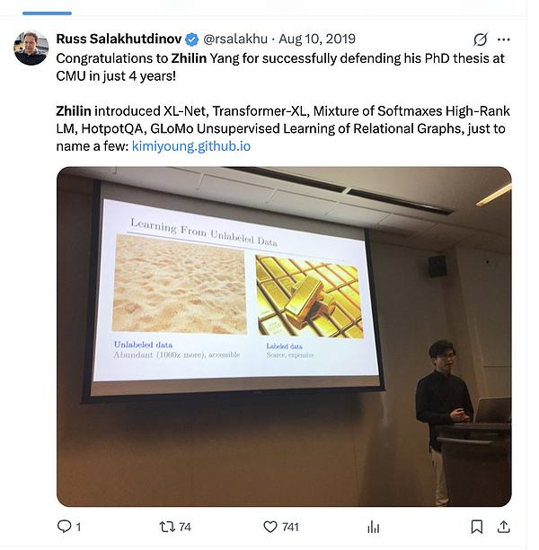 Congratulations to Zhilin Yang, founder and CEO of @Kimi_Moonshot, on the  latest Kimi release. What a huge win for the open-source community! It  feels like just yesterday Zhilin was graduating from my